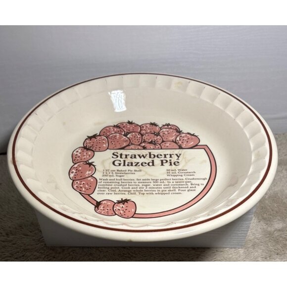 Strawberry Glazed Pie Recipe Pie Plate Ceramic C. E. Springer 10.5 " Korea - Picture 3 of 11